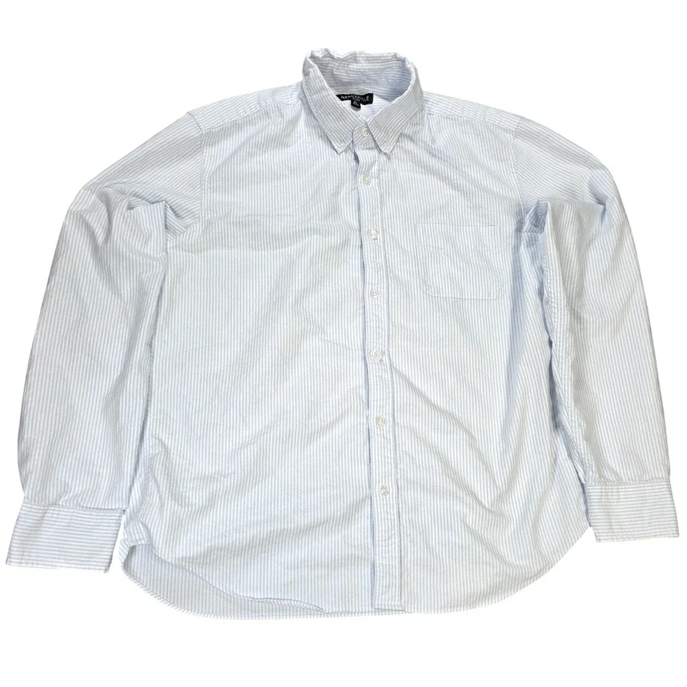 J.Crew Mercantile Flex Striped Button Down Shirt Men's XL Blue White Long Sleeve